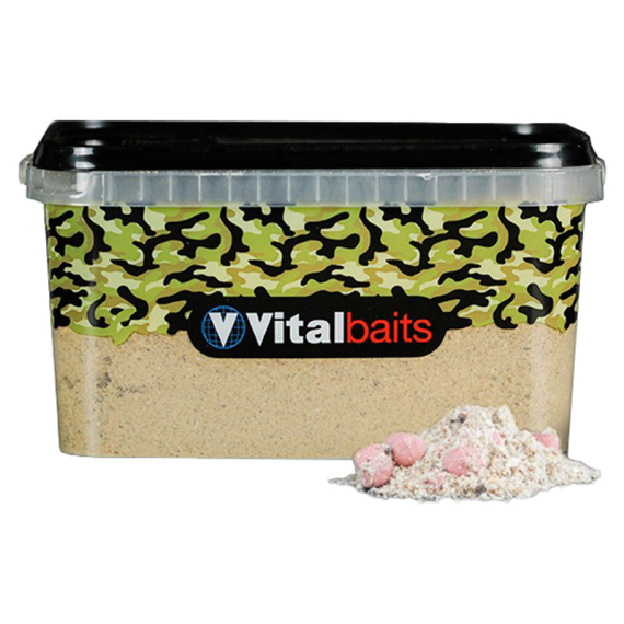 Vital Baits Groundbait Strawberry Nutty Bucket 3 kg in de groep Kunstaas / Boilies, Haakaas & Grondaas / Grondvoer / Grondvoer bij Sportfiskeprylar.se (08-0017)