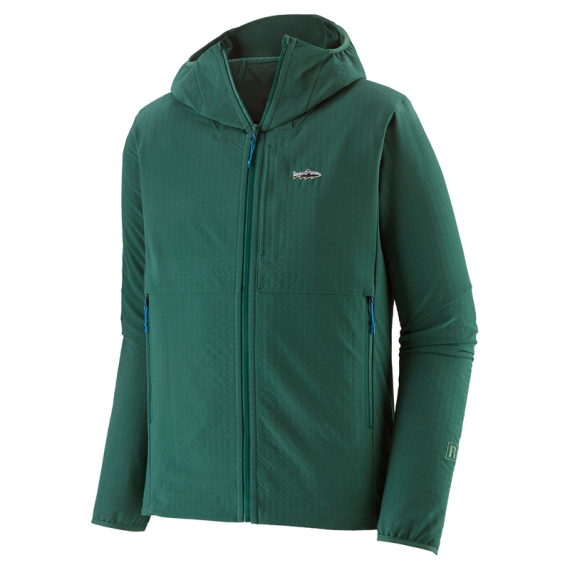 Patagonia M\'s R1 TechFace Fitz Roy Trout Hoody, Conifer Green in de groep Kleding & Schoenen / Kleding / Jassen / Windstopper bij Sportfiskeprylar.se (81786-CIFG-Sr)