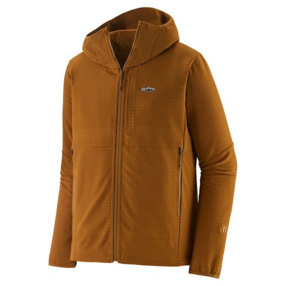 Patagonia M\'s R1 TechFace Fitz Roy Trout Hoody Shelter Brown in de groep Kleding & Schoenen / Kleding / Truien / Hoodies bij Sportfiskeprylar.se (81786-SHBN-Sr)