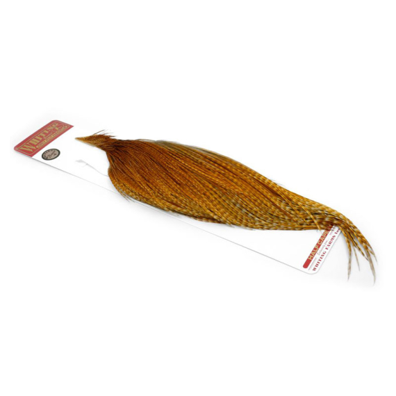 Whiting Bronze 1/2 Dry Fly Hackle Barred Dark Ginger in de groep Haken & Terminal Tackle / Vliegvis bindmateriaal / Vliegbindmateriaal / Veren & Capes / Hackle bij Sportfiskeprylar.se (91341016)