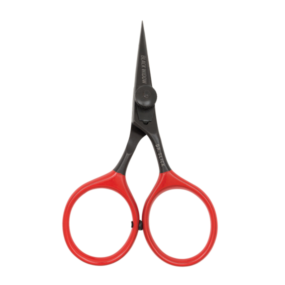 DR Slick SR4BW Black Widow All Purpose Razor Scissor 4\'\' Bent Shaft Black and Red in de groep Gereedschappen en accessoires / Tangen & Scharen / Lijnknippers & Scharen bij Sportfiskeprylar.se (NFD9320-SR4BW)