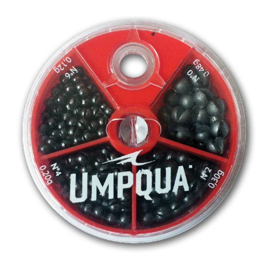 Umpqua 4-way Split Shot Assortment in de groep Haken & Terminal Tackle / Voor zeevissen en materiaal voor onderlijnen / Onderlijnmateriaal / Onderlijnmateriaal Vliegvissen bij Sportfiskeprylar.se (NFD9382)