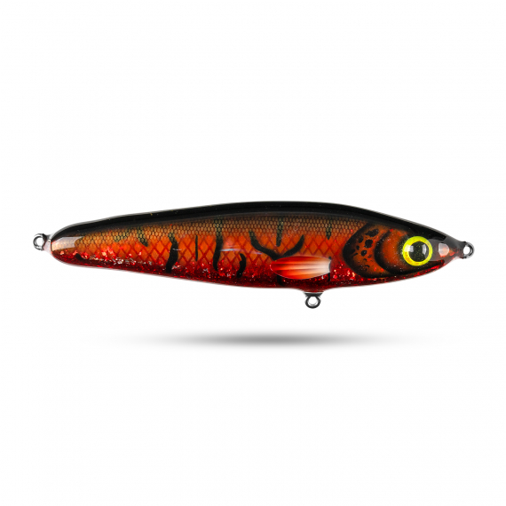 Pineslope Lures Beef Jerky Shallow 22cm, 130g - Red/Black Glitter in de groep Kunstaas / Handgemaakt aas / Handgemaakte Jerkbaits bij Sportfiskeprylar.se (PSLBJS22-8)