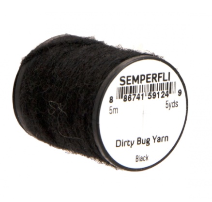 Semperfli Dirty Bug Yarn - Black in de groep Haken & Terminal Tackle / Vliegvis bindmateriaal / Vliegbindmateriaal / Garen & Chenille bij Sportfiskeprylar.se (Sem-0950-1001r)