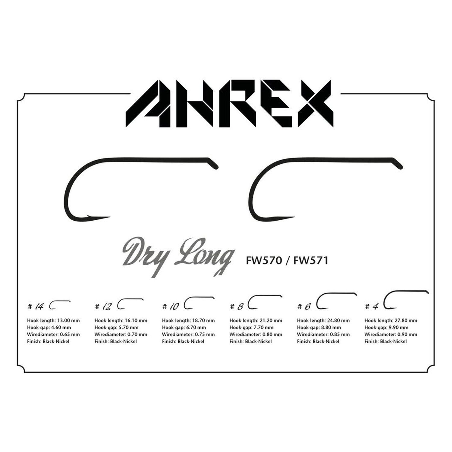 Ahrex FW571 Dry Long Barbless 24-pack